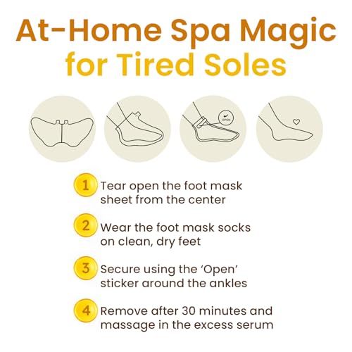 BLOOMORA Hydrating Foot Mask Socks for Dry Cracked Feet with Shea Butter