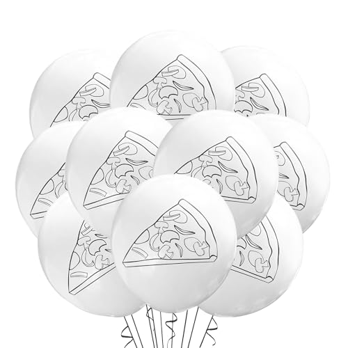 Pizza Birthday Balloons Latex 12-Pack - Italian Food Theme Party Supplies