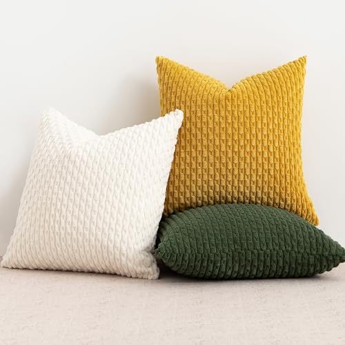 UGASA Soft Corduroy Throw Pillow Cover, 12x20 Inch Boho Striped Oblong Case