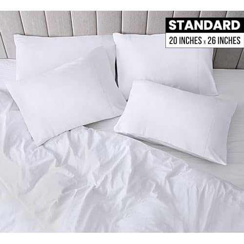 Utopia Bedding Standard Pillow Cases - 12 Pack - Envelope Closure - Soft Brushed Microfiber Fabric - Shrinkage and Fade Resistant Pillow Covers Standard Size 20 X 26 Inches (Standard, White)