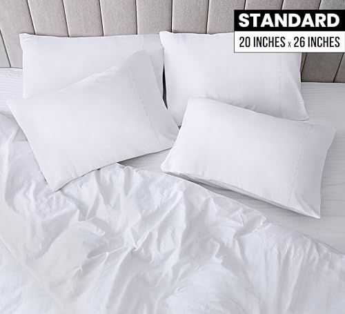 Utopia Bedding Standard Pillow Cases Set of 4 - Ultra Soft Microfiber, 20x26 Inches, White