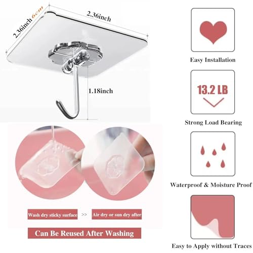 Heavy Duty Adhesive Hooks - Waterproof Wall Hangers, 10pcs