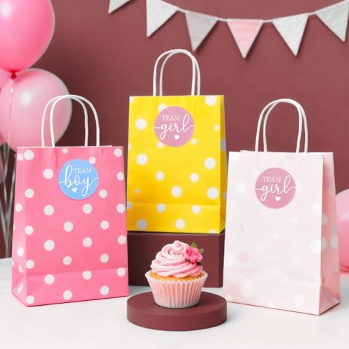 60Pcs Gender Reveal Stickers 1.65in - Team Boy & Girl Party Decor