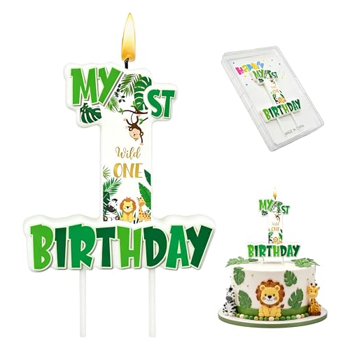 Wild One Birthday Candle - Jungle Animal Themed Cake Topper