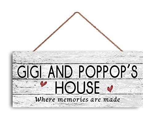 Gigi and PopPop's House Sign - 12x6 Inch Distressed Metal Decor