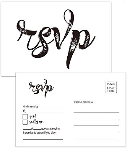 50 Rustic Wedding RSVP Cards - Blank, No Envelopes Needed