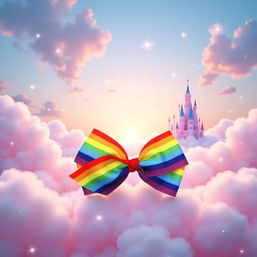 SelHeng 3-Pack 4-Inch Rainbow Hair Bow Clips for Women and Girls