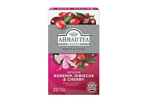Ahmad Tea Herbal Tea - Rosehip, Hibiscus & Cherry, 20 Count (Pack of 2)