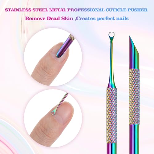 Dual-Ended Cuticle Pusher & Scraper Tool with Leather Case and Files