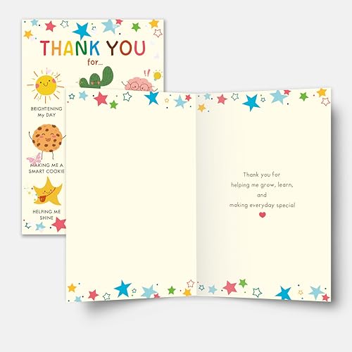 Cute Teacher Appreciation Thank You Card - End of Year Gift from Kids or Parents - Heartfelt Gratitude Card for Preschool & Daycare Teachers - Cheeklee