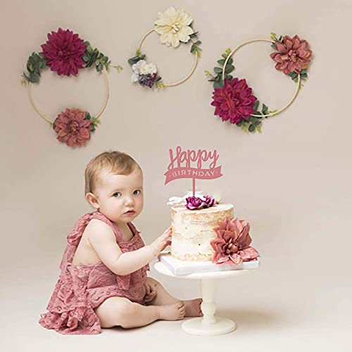 Happy Birthday Cake Topper Set - 28 Cupcake Picks in 7 Styles