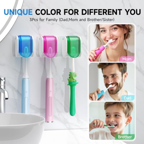 Wall-Mounted Toothbrush Holder with Cover - 3PCS Moisture-Proof Design