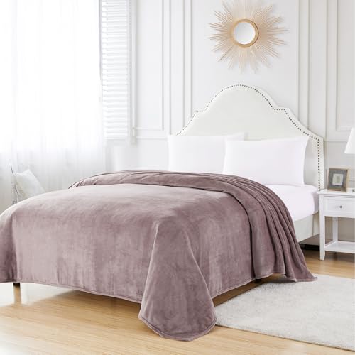 BOURINA Flannel Throw Blanket, Soft Plush Microfiber Bed Blanket, Lavender 50x60