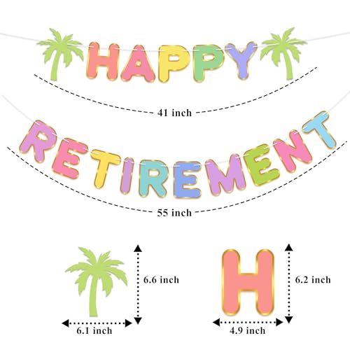 Pre-Strung Happy Retirement Banner - Colorful Hawaiian Decor