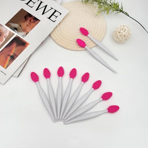 Silicone Facial Cleansing Brush Set – 10 Pack Pink-Red Face Scrubbers