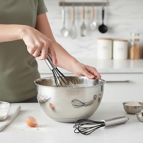 Farberware Professional Silicone Mini Whisk Set, 2-Piece Black Heat-Resistant
