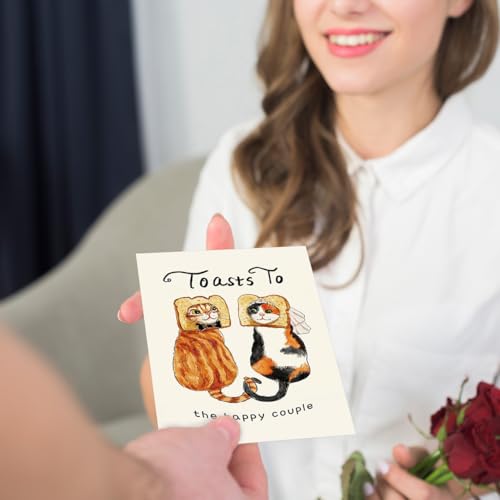 Funny Wedding Card for Bride and Groom - Cute Cat Toast Design (ZC-019)