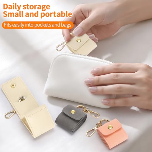 KUKUVR Mini Travel Jewelry Organizer Case with Keychain White