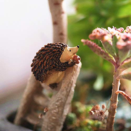 MUAMAX Hedgehog Figurines Set for Miniature Gardens - 3" & 0.5"