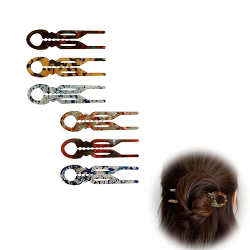 Hubaltuye 6Pcs Curved Hair Pins for Women - Anti-Slip Retro Hair Clips Set