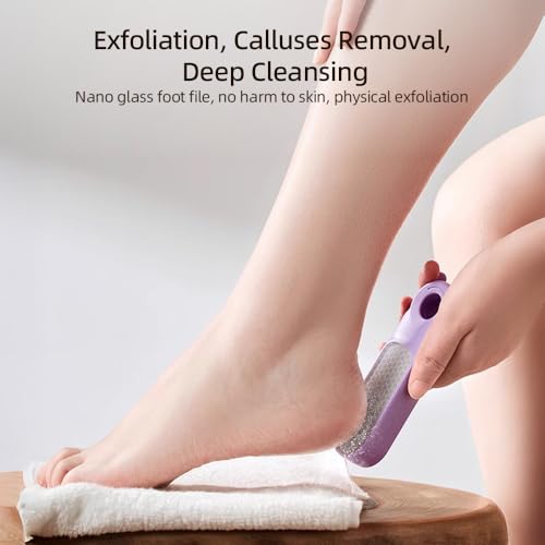 Cryslora 2-in-1 Foot File Callus Remover & Pedicure Tool with Toe Brush