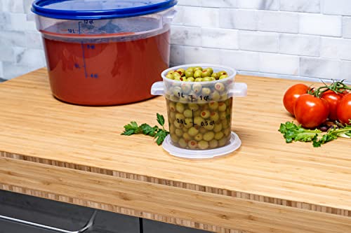 1 Quart Round Food Storage Container - Durable Polycarbonate, Stackable