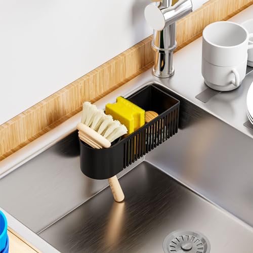 SuoXing Black Rustproof Sink Sponge Holder with Suction Cup