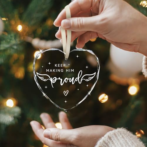 Heart-Shaped Memorial Ornament for Loss of Dad - Keep Making Him Proud