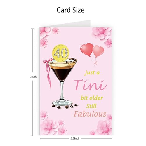 Funny 40th Birthday Card for Women - 40 Year Old Gift with Envelope