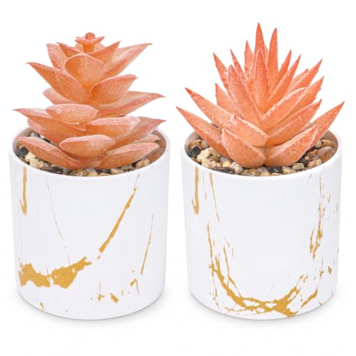 Der Rose 2-Pack Orange Fall Fake Plants in Gold Accent Pots
