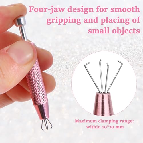 Cobee 2 Pcs Piercing Ball Grabber Tool 4-Claw Gem Tweezers Holder