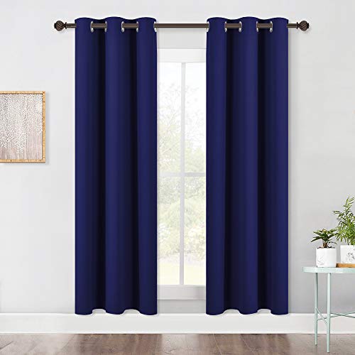 NICETOWN Royal Blue Blackout Curtains - 42x72 Inch Grommet Drapes, 2-Pack