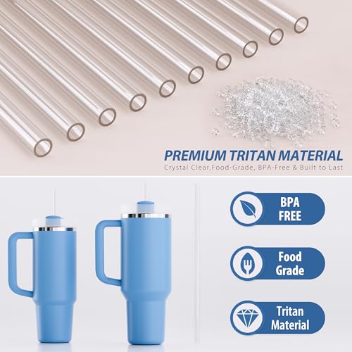 10 Pack Reusable Straws for Stanley Quencher Tumblers - 12 Inch BPA-Free