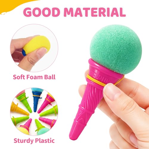 30 Pcs Mini Ice Cream Cone Toy Launchers - Colorful Party Favors