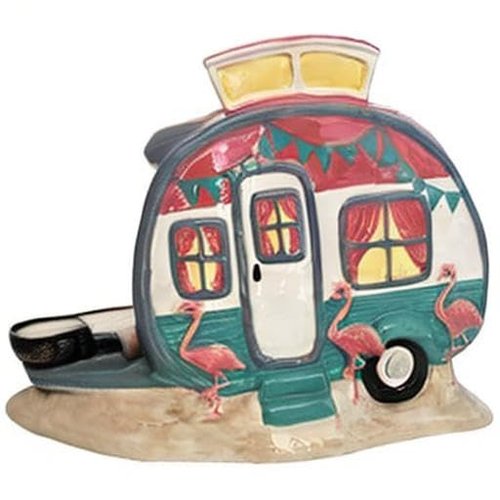Blue Sky Ceramics Flamingo Camp Cookie Jar, Multi (18096)