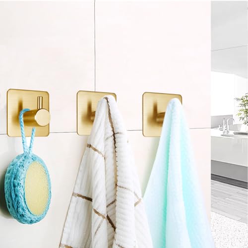 Fotosnow Gold Adhesive Hooks - 15LB Heavy Duty Wall Hooks, 4 Pack