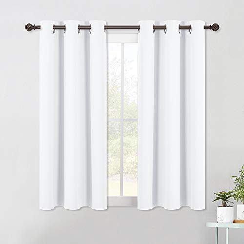 NICETOWN White Grommet Curtains - 42"W x 54"L Light Filtering Drapes (2 Panels)