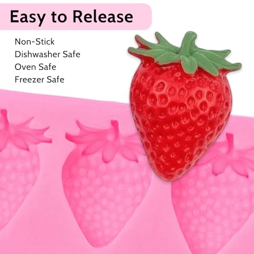 5-Piece Strawberry & Bow Silicone Fondant Molds for Cake Decorating