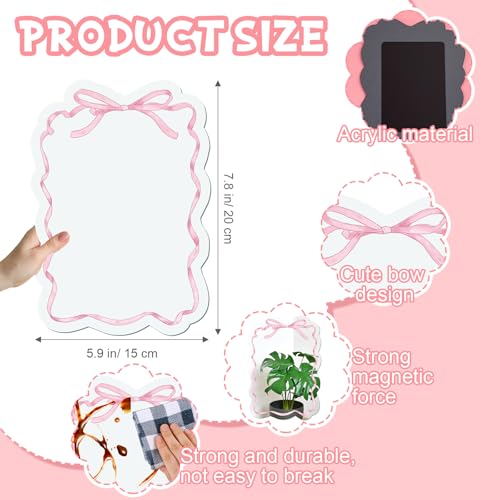 Pink Bow Magnetic Locker Mirror - 5 x 7" Stylish Acrylic School Accessory