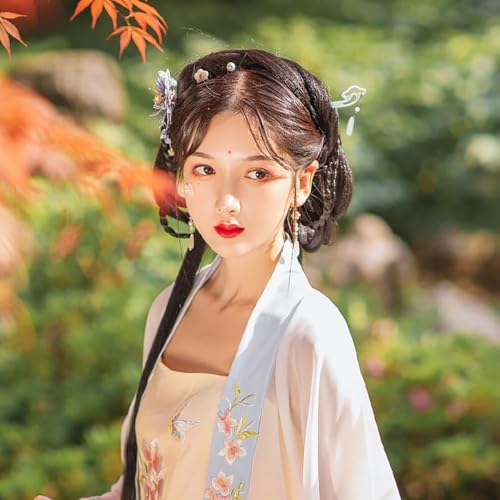 Mozff Chinese Acetate Jade Hair Stick with Tassel Flower Pendant