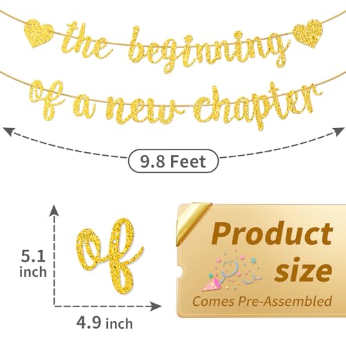 Beginning of a New Chapter Banner - Glitter Gold Graduation & Party Decor