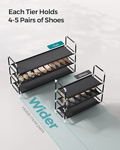 SONGMICS 3-Tier Shoe Rack, 38.8-Inch Wide Entryway Shoe Storage, Black