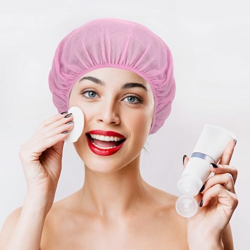 Bremorou 4-Pack Mesh Sleep Bonnets for Curly Hair & Rollers