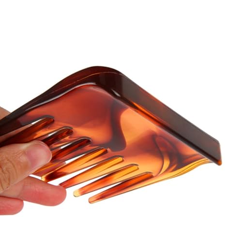 Denlydom Mini Wide Tooth Detangling Comb for Curly Hair and Beard (Brown)