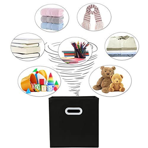 Black Fabric Cube Storage Bins - 3 Pack with Dual Handles