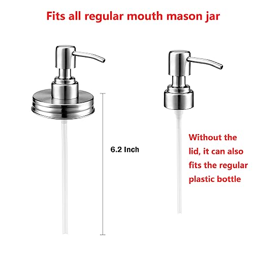 2-Pack Mason Jar Soap Dispenser Pumps with Labels - Silver