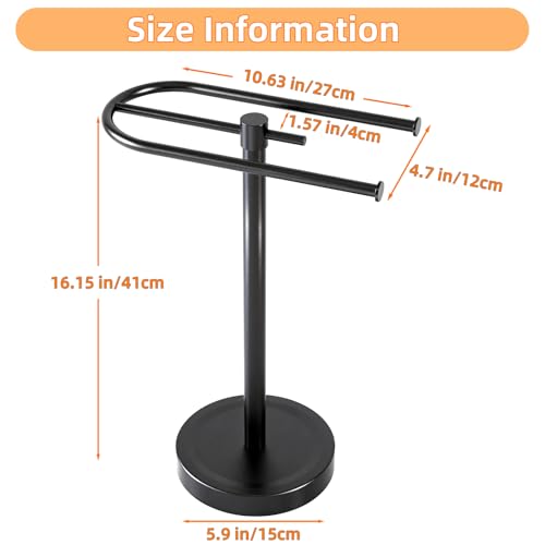 Stainless Steel Hand Towel Holder Stand - Free Standing C-Shape Rack, Matte Black