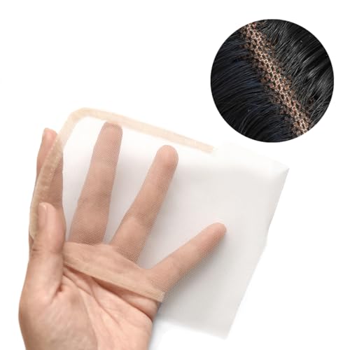 3 Pieces 4x4 Inch Lace Net for Wig Making and Hair Ventilating Beige