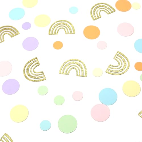 Rainbow Confetti Decorations - 240 PCS Pastel Party Decor