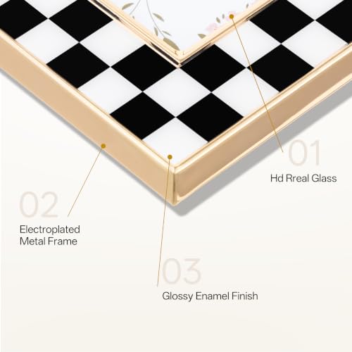 4x6 Checkerboard Picture Frame with Gold Trim and Real Glass